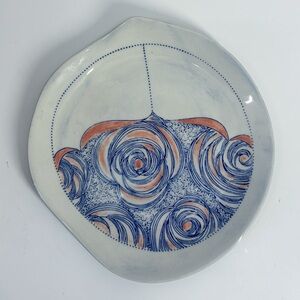 Anthropologie Linda Fahey Abstract Minimalist Ceramic Stoneware Salad Plate MCM